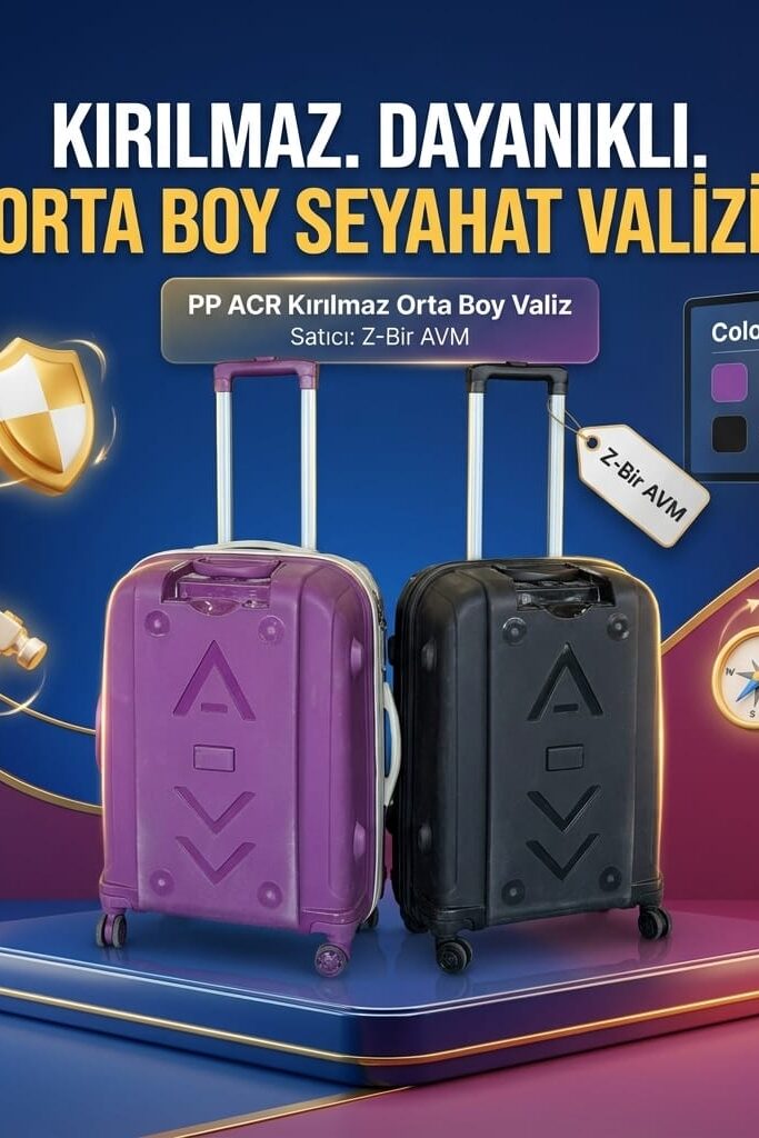 PP ACR Kırılmaz Orta Boy Valiz Seyahat Bavulu 67x47x31 cm