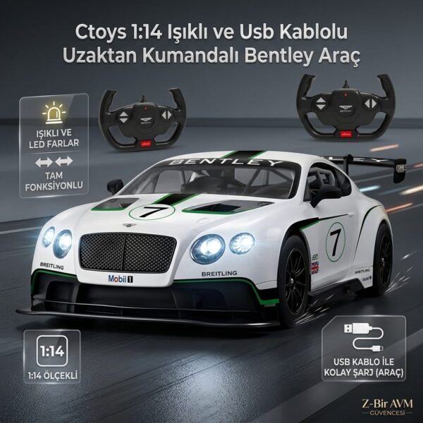 Ctoys Bentley Continental GT3 1:14 Işıklı Uzaktan Kumandalı Araba