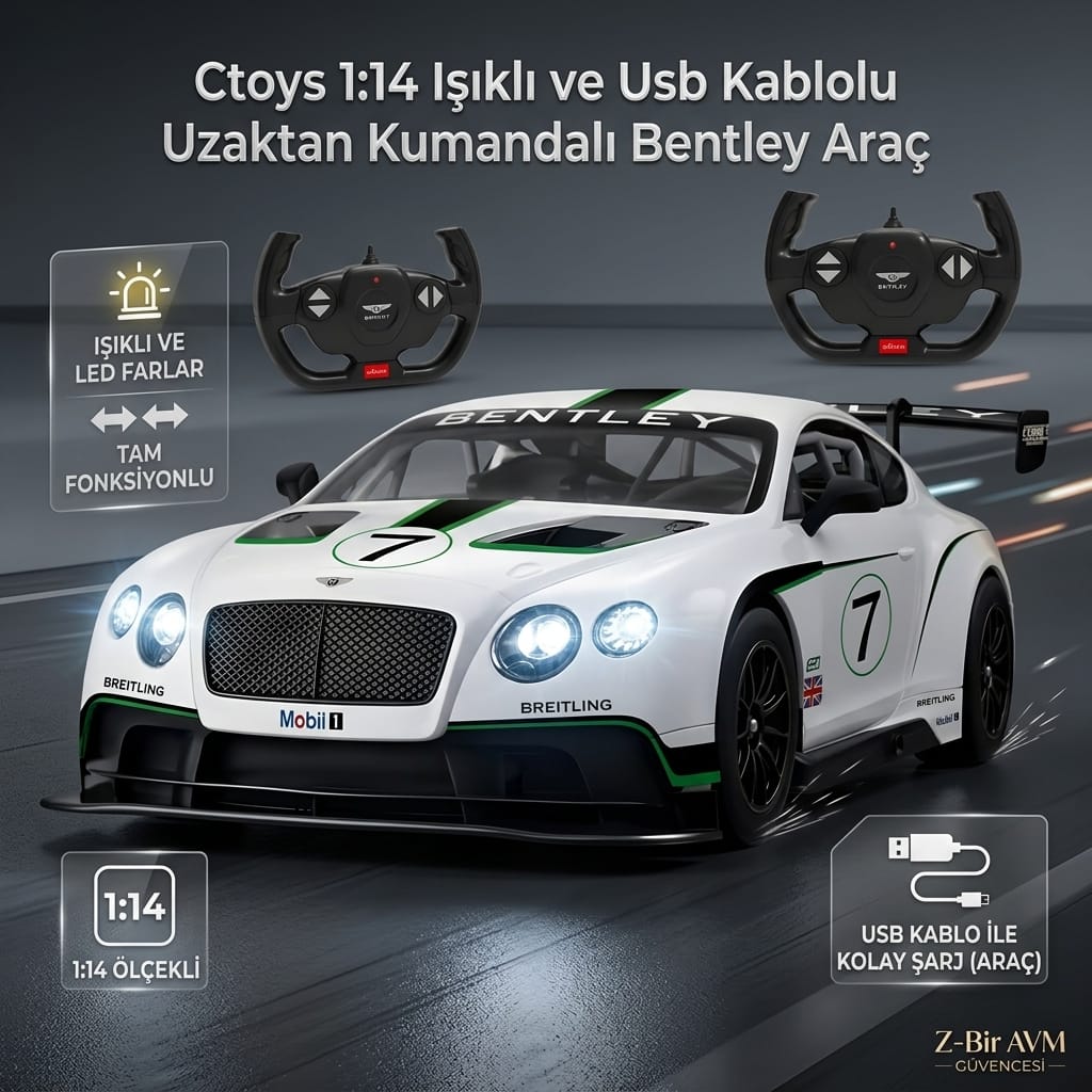 8680965675141-image-1 Ctoys Bentley Continental GT3 1:14 Işıklı Uzaktan Kumandalı Araba