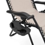 Katlanabilir Bej Metal İskeletli Güneşlikli ve Baş Yastıklı Şezlong