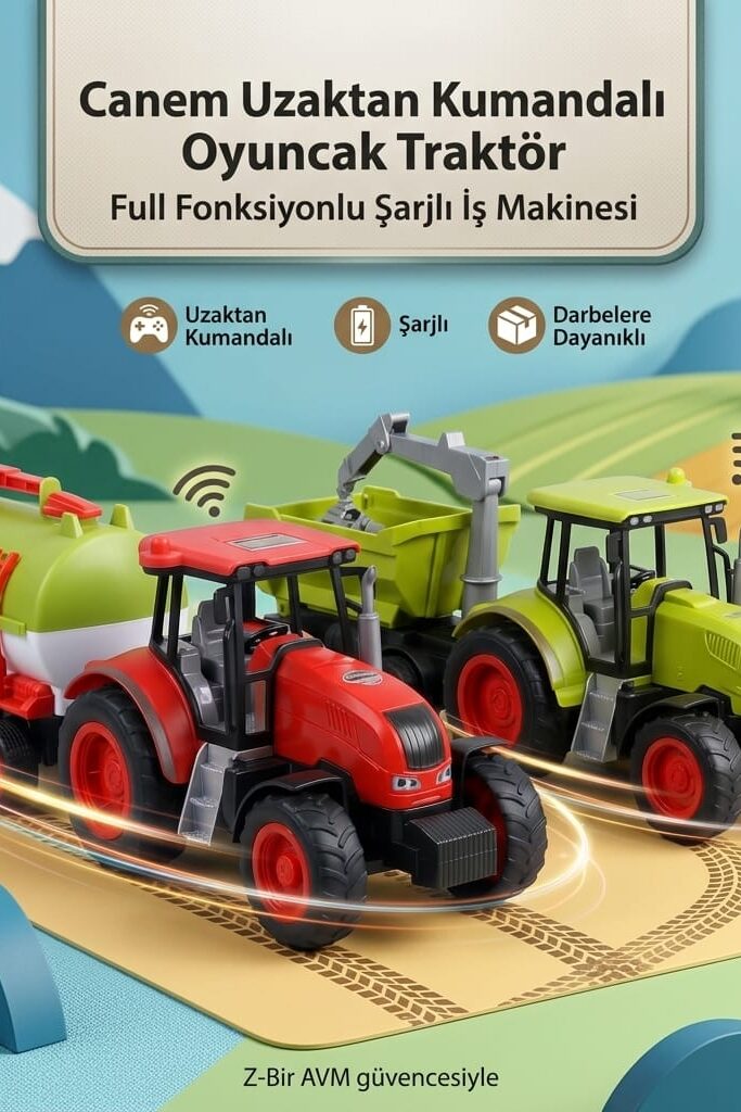 Canem Uzaktan Kumandalı Oyuncak Traktör Full Fonksiyonlu Şarjlı İş Makinesi