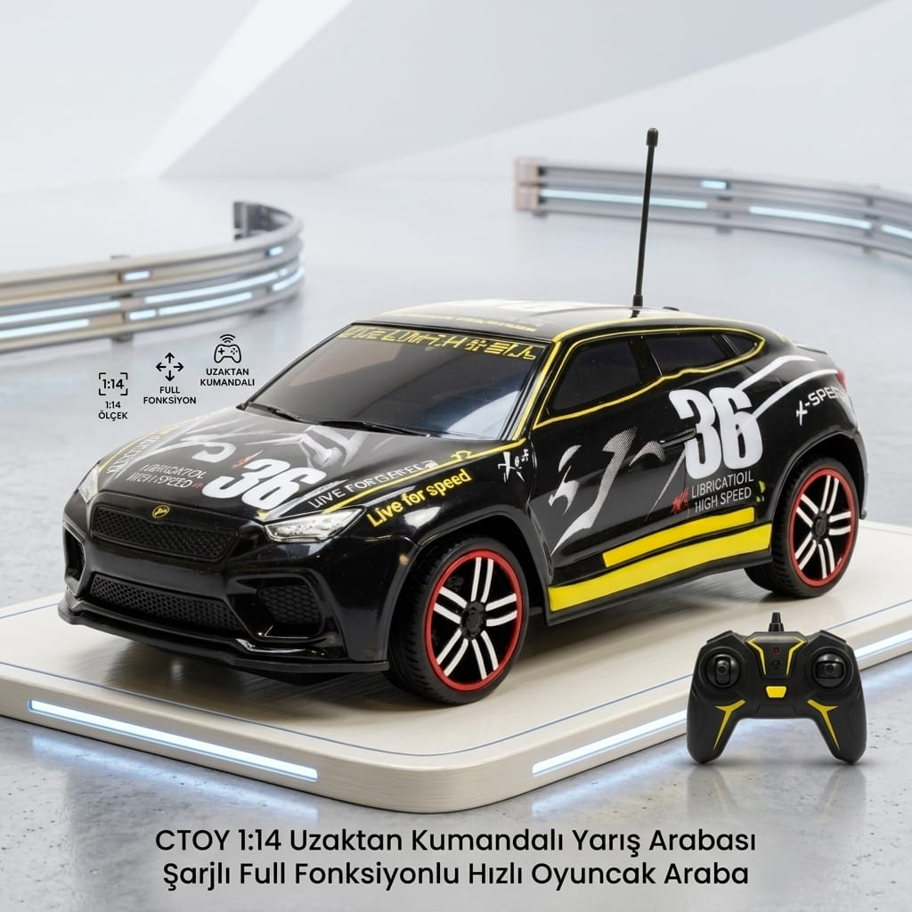 8680965673673-image-1 CTOY 1:14 Uzaktan Kumandalı Şarjlı Yarış Arabası