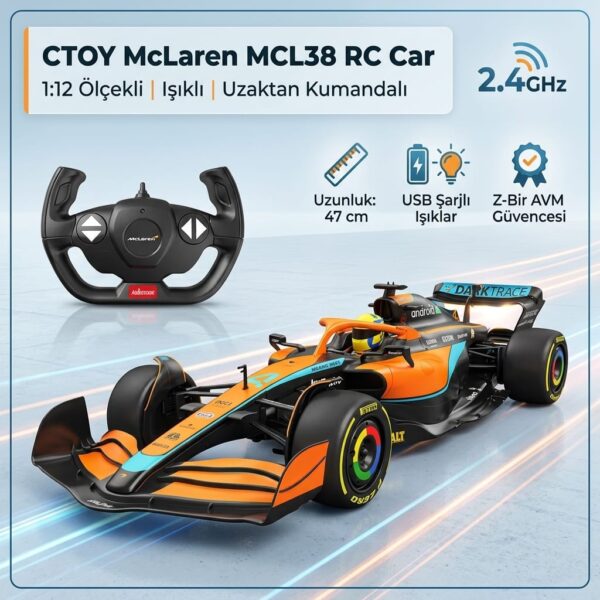 Ctoy Formula 1 Mclaren MCL38 Uzaktan Kumandalı Araba 1:12 Ölçekli