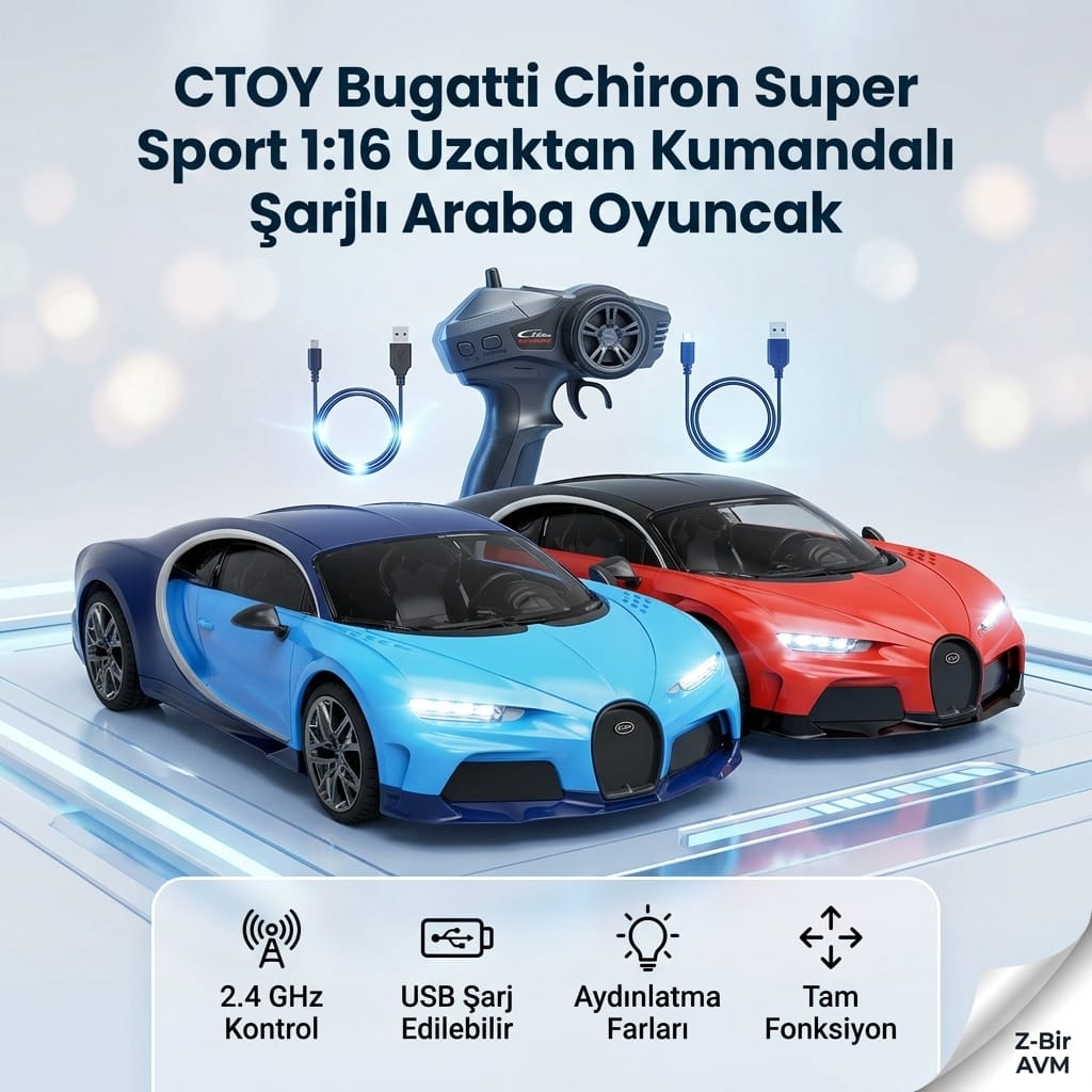 8684877005041-image-1 CTOY Bugatti Chiron Super Sport 1:16 Uzaktan Kumandalı Şarjlı Araba