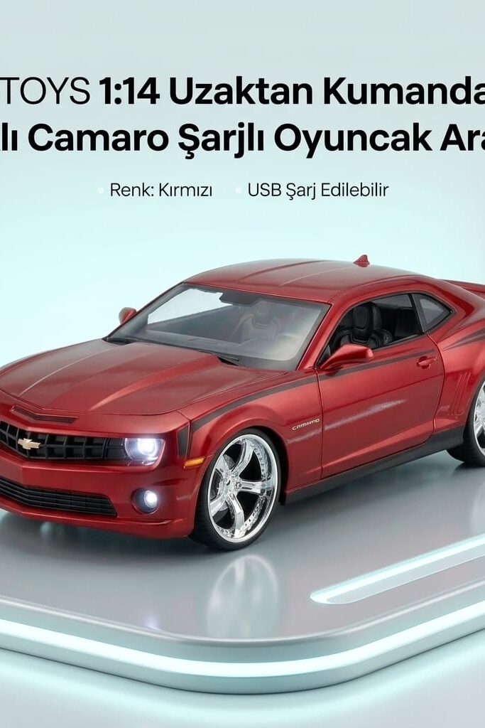 CTOYS 1:14 Uzaktan Kumandalı Işıklı Kırmızı Camaro Şarjlı Oyuncak Araba