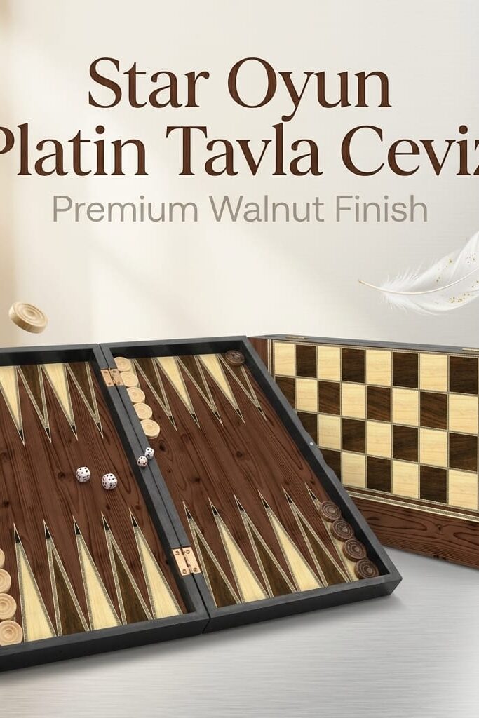 Star Oyun Platin Ceviz Görünümlü Mıknatıslı Profesyonel Tavla Seti