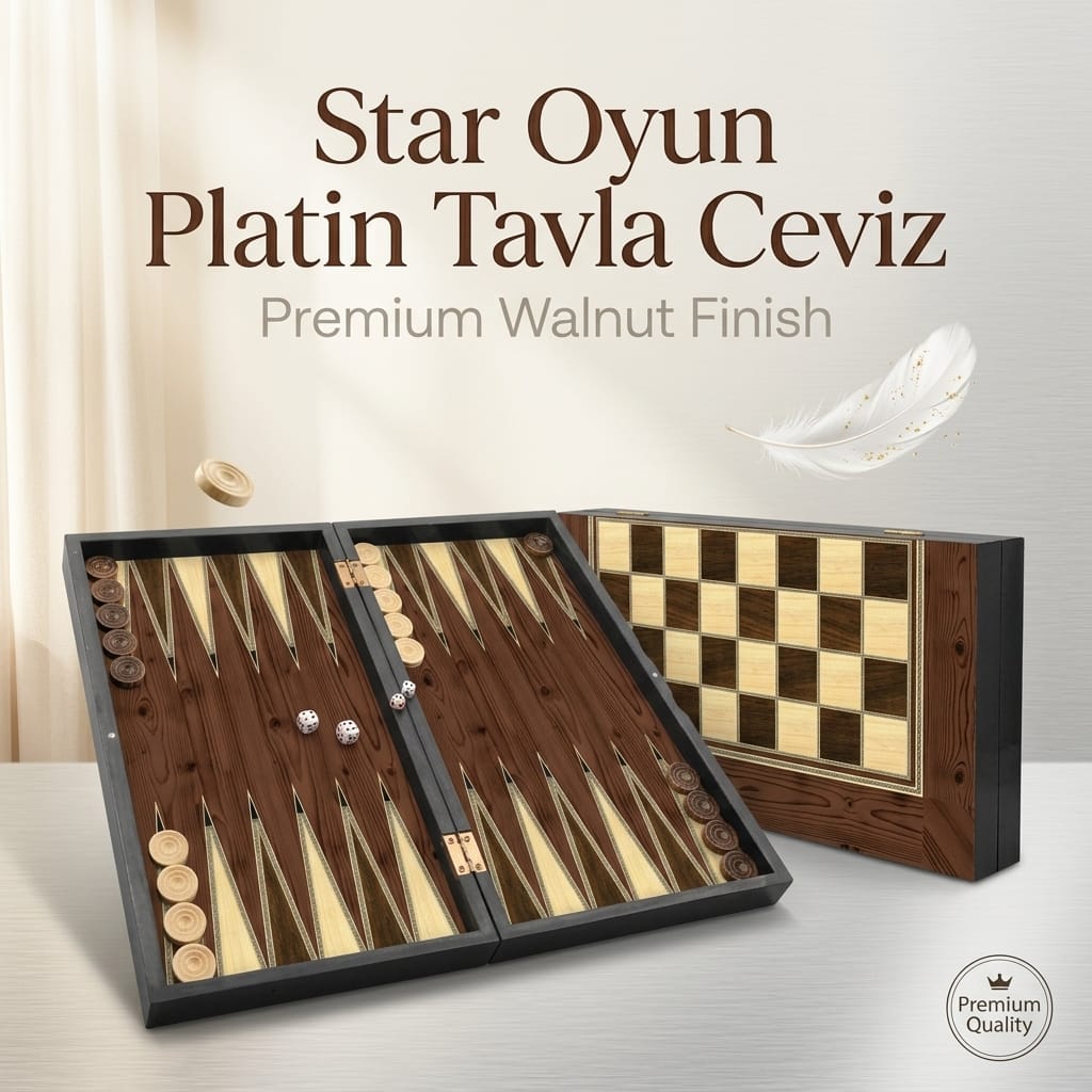 8694051020371-image-1 Star Oyun Platin Ceviz Görünümlü Mıknatıslı Profesyonel Tavla Seti