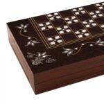 Star Antik Ceviz Ahşap Tavla Takımı Özel Tasarım Pullu Set