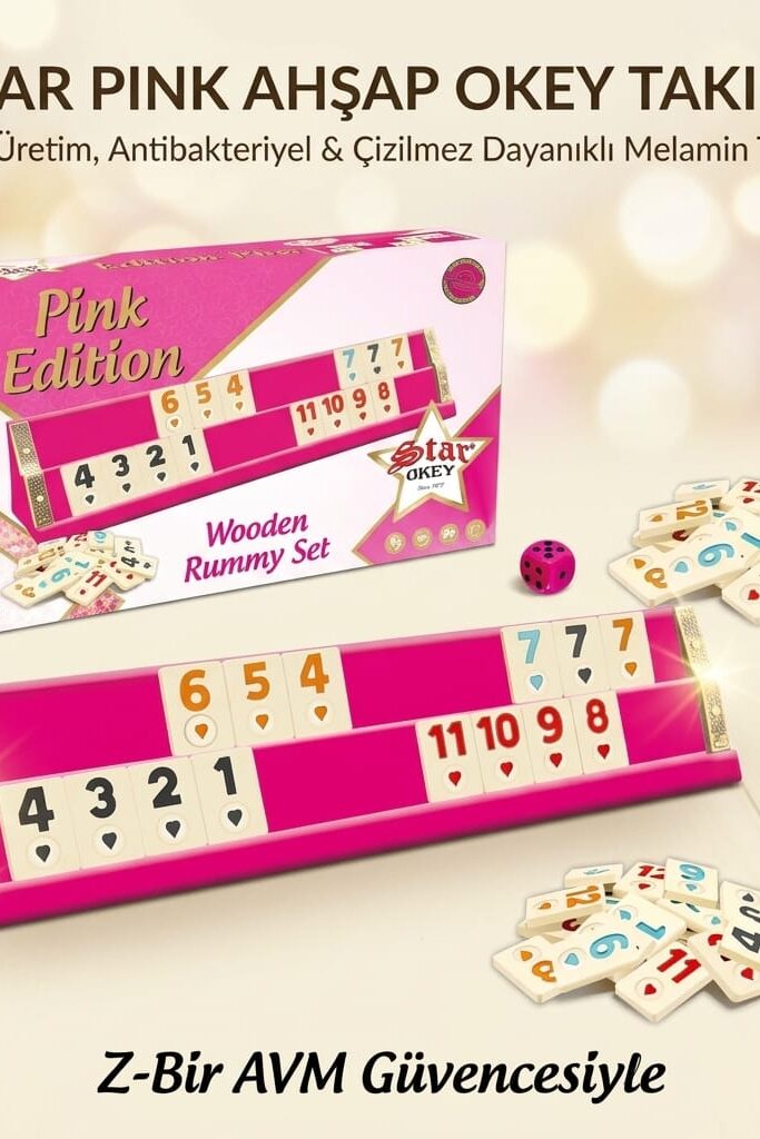 Star Pink Ahşap Okey Takımı 43 cm