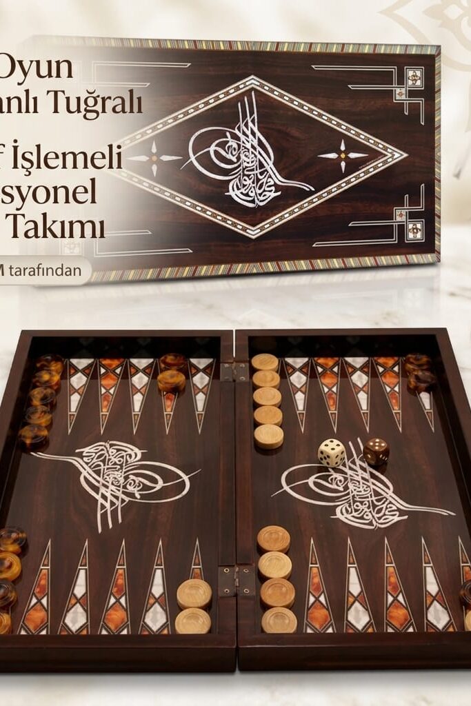 Star Oyun Antik Osmanlı Tuğrası Tavla Takımı