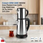 Crown CRW-2201 1800W 2.6 Litre Inox Çay Makinesi
