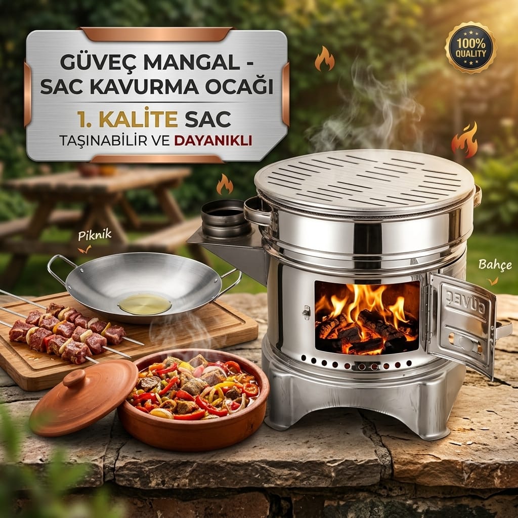 44429709-image-1 Güveç Mangal Sac Kavurma Ocağı Taşınabilir Piknik Mangalı 1. Kalite