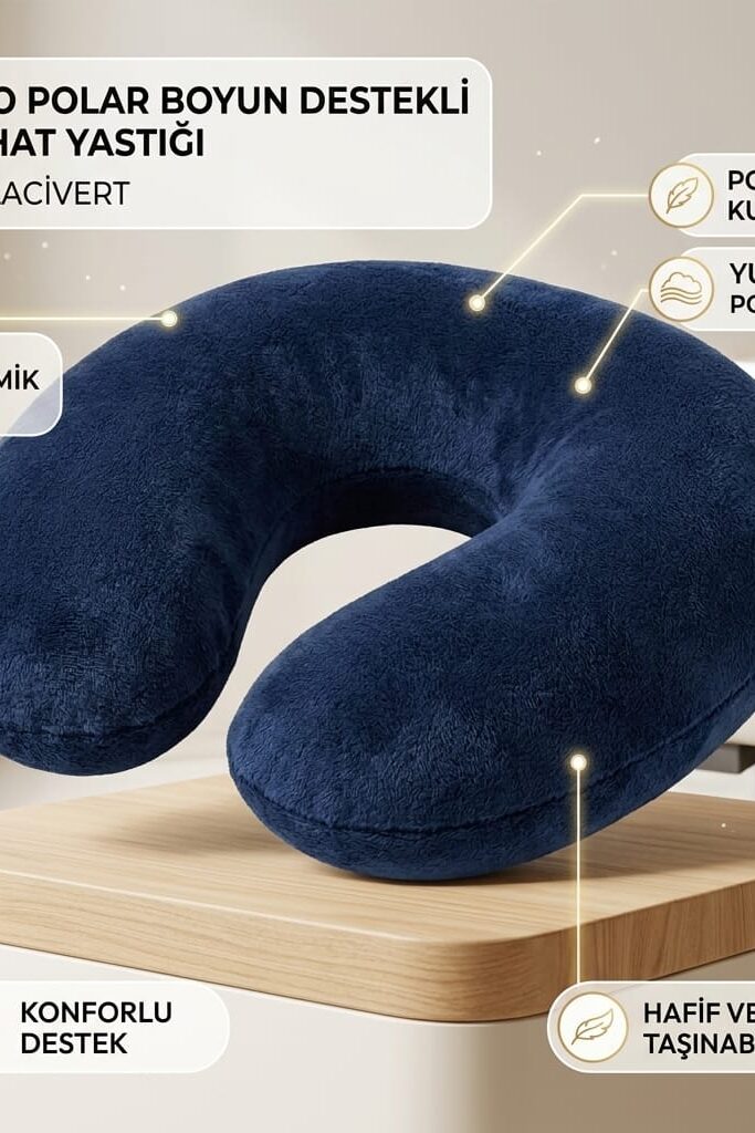 Wikro Polar Boyun Destekli Seyahat Yastığı Koyu Lacivert