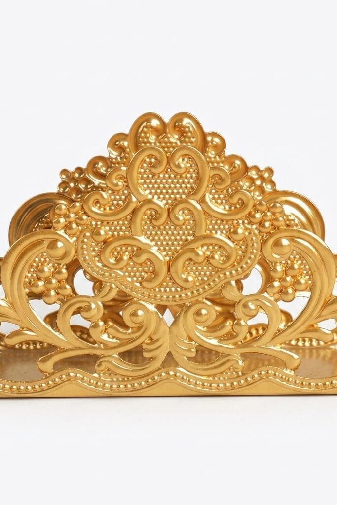 Leila Üçgen Desenli Metal Altın Peçetelik BKZ-1020A