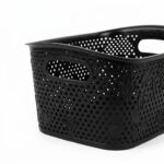Asil Plastik Siyah Dekoratif Saklama Sepeti | Çok Amaçlı Düzenleyici Organizer