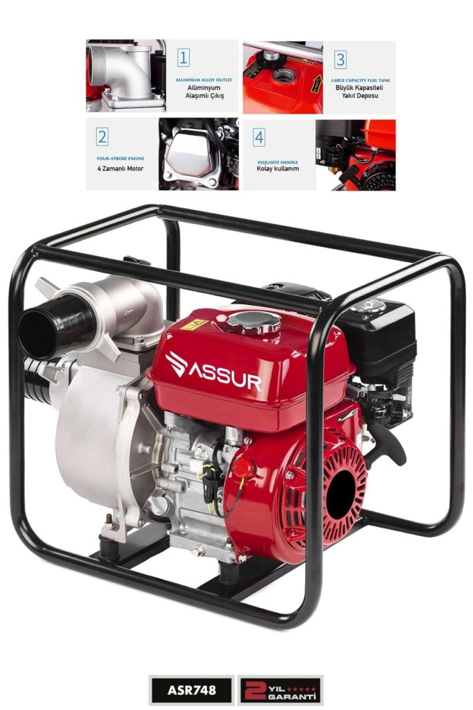Assur ASR748 3 İnç 6.5HP Benzinli Su Pompası Motoru