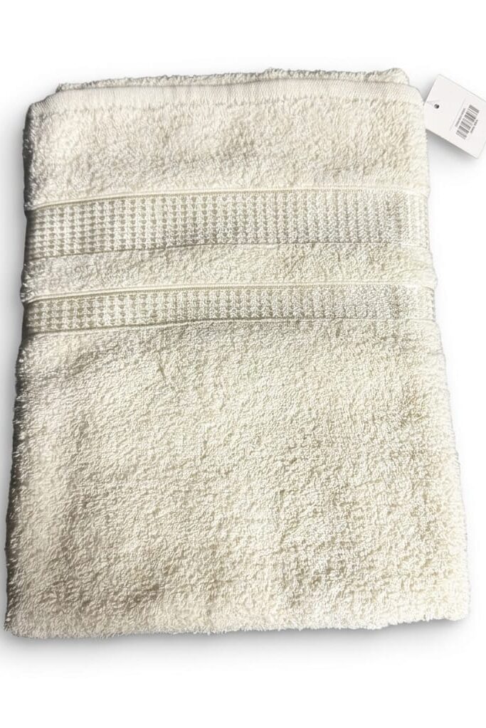 Krem Rengi Dokulu Banyo Havlusu