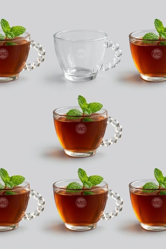 Mansoura GLS353 6'lı Sedefli Cam Çay Bardağı Seti 250 ml
