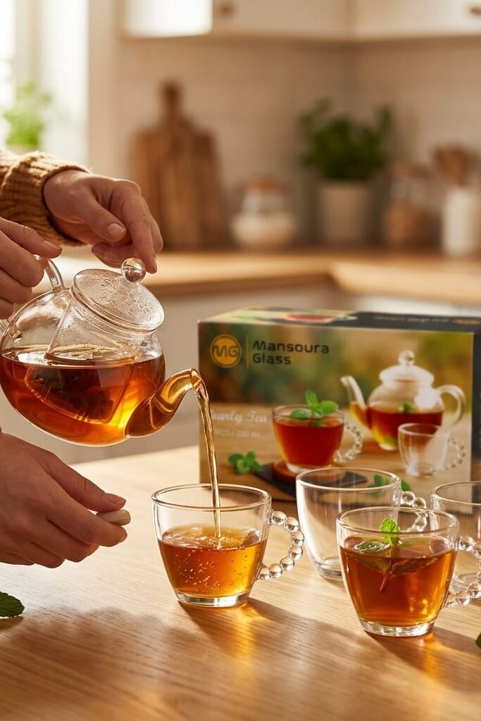 Mansoura GLS353 6'lı Sedefli Cam Çay Bardağı Seti 250 ml