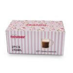 Noveer Çift Cidarlı Borosilikat Cam Kupa 250 ml 2'li Set | Isıya Dayanıklı El Yakmaz Bardak