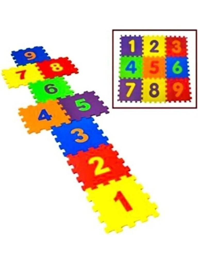 9 Parça Rakamlı Eğitici Çocuk Oyun Matı ve Seksek Puzzle Yer Karosu
